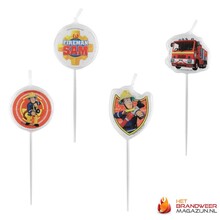 Fireman Sam Candles 4 st.
