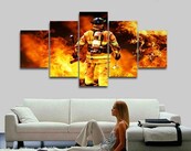 Canvas brandweerman 5-delig