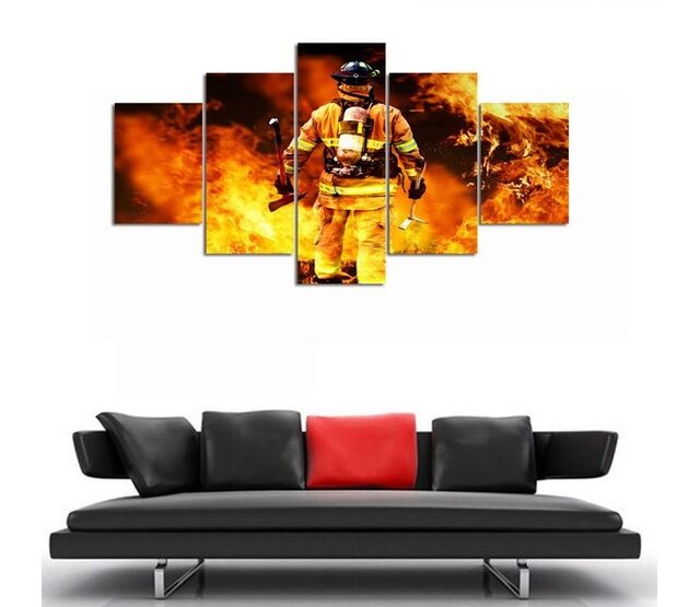 Canvas brandweerman 5-delig