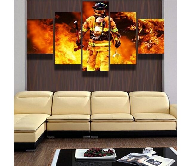 Canvas brandweerman 5-delig