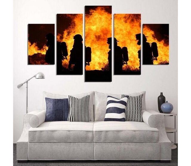 Canvas forest fire 5 pieces