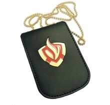 Fire brigade leather identification holder with chain