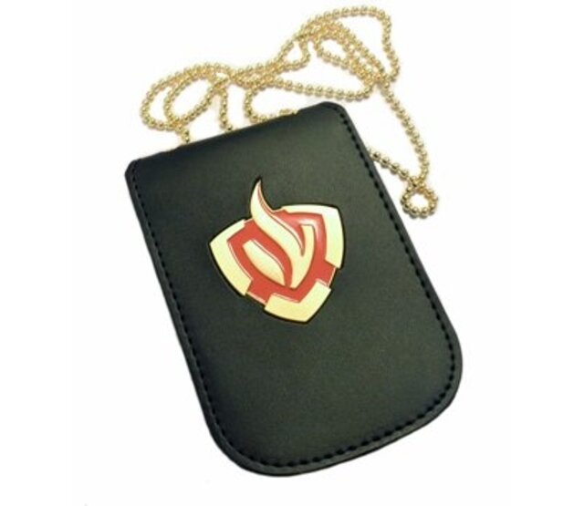 Fire brigade leather identification holder with chain