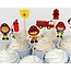 Brandweer cake toppers set 8 prikkers