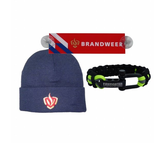 Combideal: muts + autobordje + firefighter paracord zwart