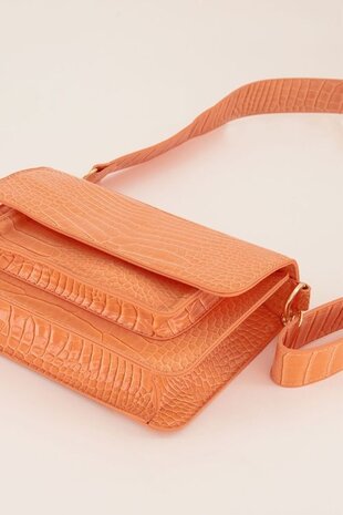 Schoudertas croco print oranje L ile en Ville