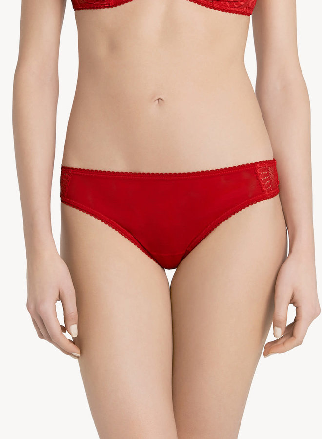 La Perla Tulle Nervures Red Triangle Bra 34B & High Waisted Panty L
