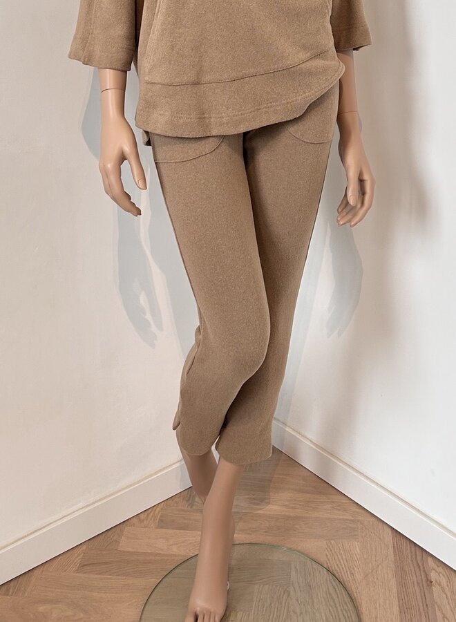 Sunday Sleep High-Waisted Cropped Rib-Knit Wide-Leg Lounge Pants