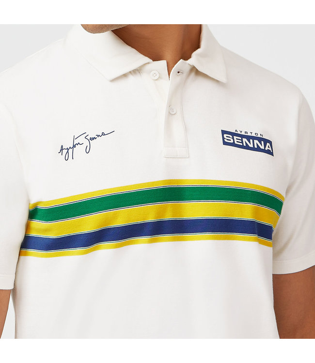 Ayrton Senna Helmet Stripe Polo White - Senna Foundation Collection