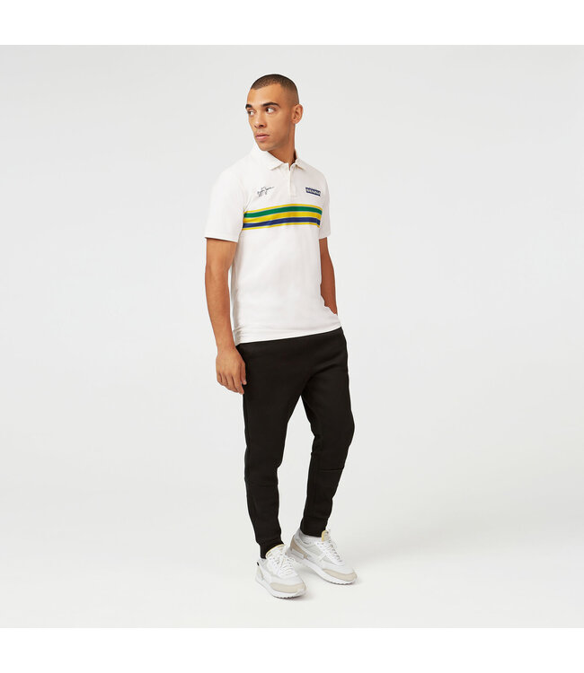 Ayrton Senna Helmet Stripe Polo White - Senna Foundation Collection
