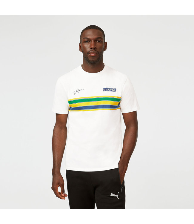 Ayrton Senna Helmet Stripe T-Shirt White - Senna Foundation Collection