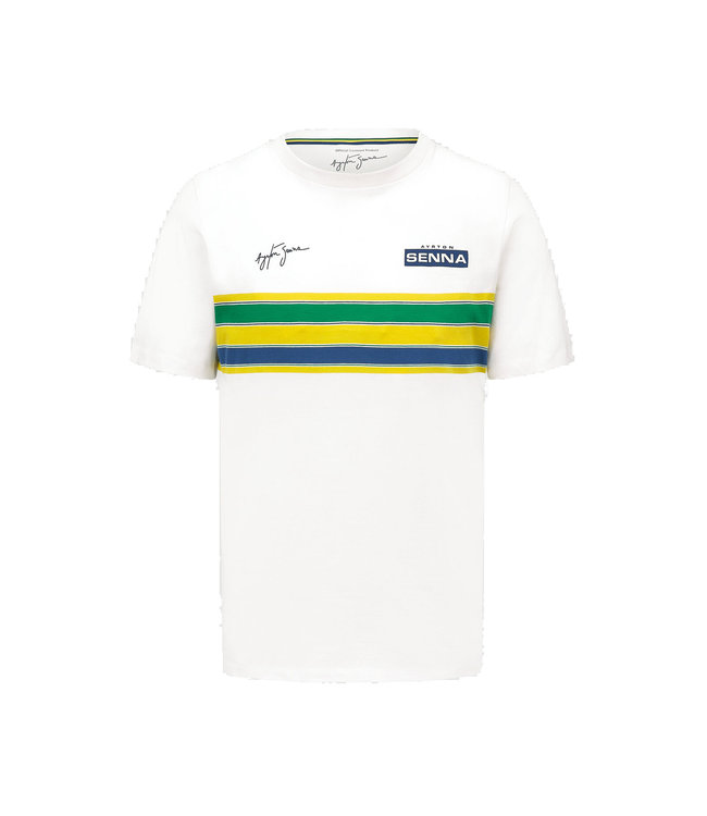 Ayrton Senna Helmet Stripe T-Shirt White - Senna Foundation Collection