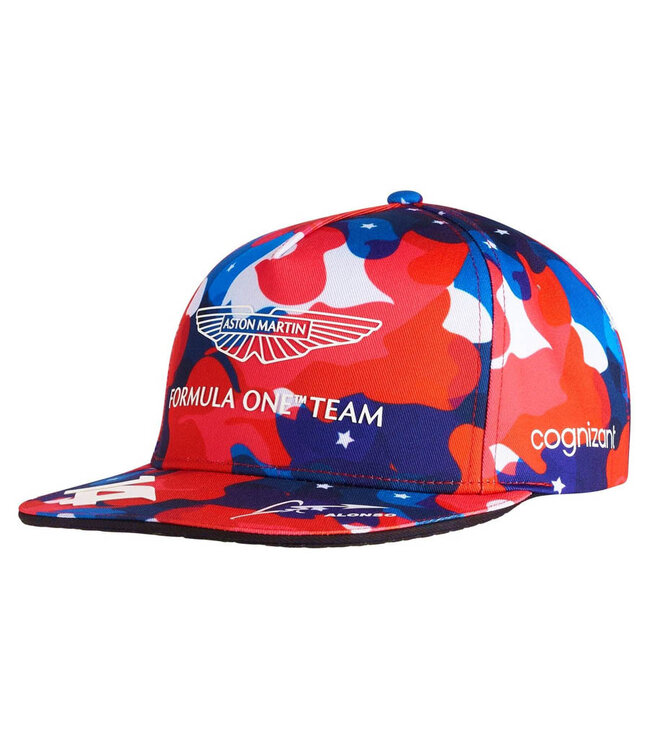 Aston Martin Cognizant F1 Team Adult Alonso GP USA Drivers Baseball Cap Camo - Collection 2023