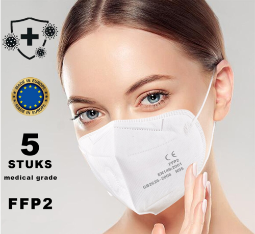 Mondkapjes.nl 5 pieces FFP2 - N95 - Medical made in EU -  quality mask