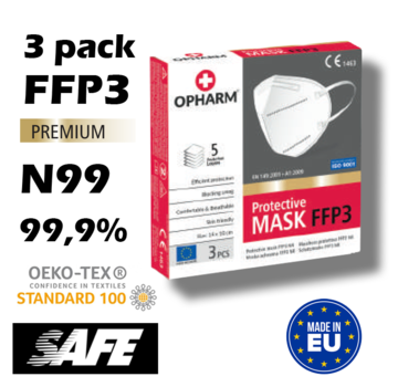 NOBRAA 3 stuks FFP3 N99 masker | Wit | Made in EU