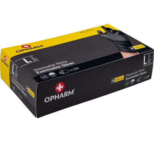 opharm Om doos 10 x 100 Opharm gloves nitrile black Size M/L/XL