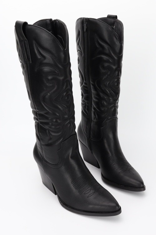 Cowboy Boots Patterned / Black - By Avelien | Women's clothing store