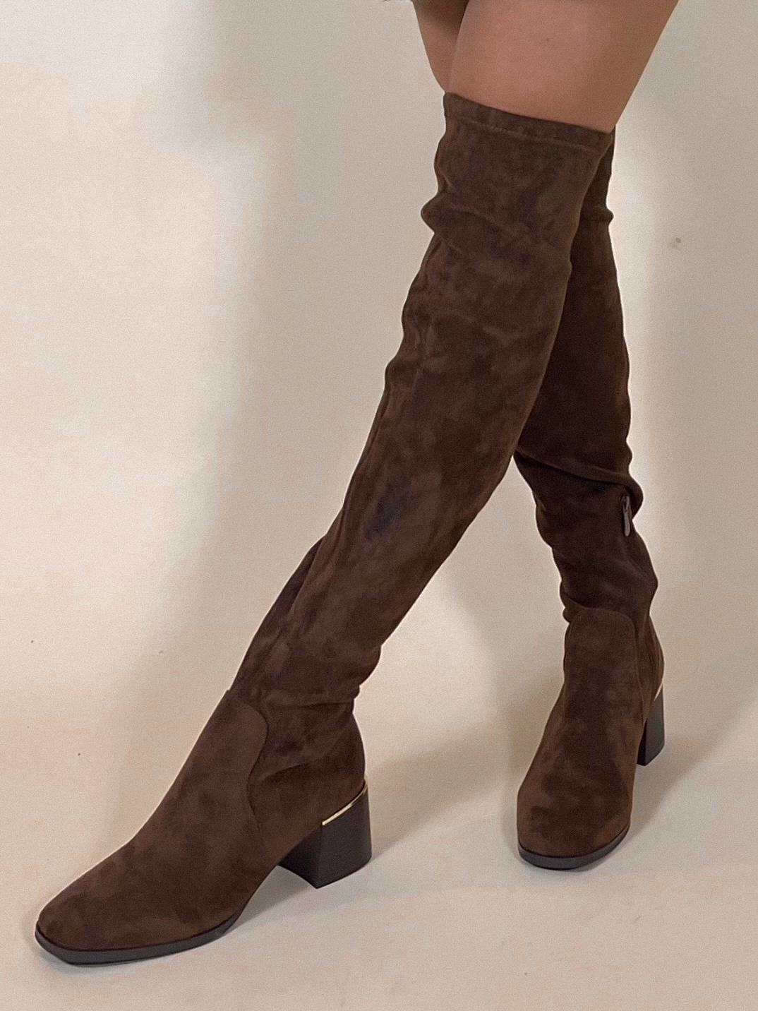 Overknee Boots / Dark Brown - By Avelien | Women's clothing store