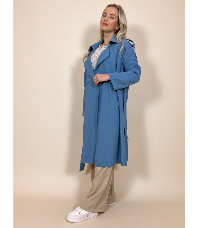 Colorful Trench Coat / Blue-Grey