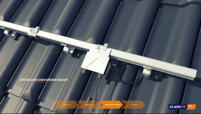 Clickfit Evo Pannendak  Landscape 1 rij van 1 paneel horizontale rails