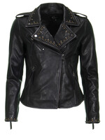 Mi Piace Leather Jacket studs zwart