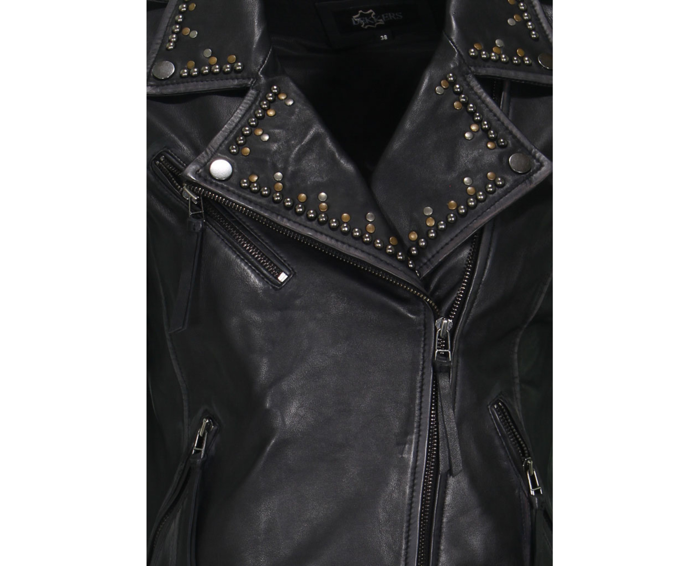 Leather Jacket studs zwart