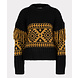EsQualo Sweater jacquard fringes black olive 18701 EsQualo Sweater jacquard fringes black olive 18701