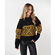 EsQualo Sweater jacquard fringes black olive 18701 EsQualo Sweater jacquard fringes black olive 18701