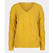 EsQualo Sweater cables v-neck warm olive 02700 EsQualo Sweater cables v-neck warm olive 02700