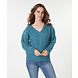 EsQualo Sweater cables v-neck galaxy blue 02700 EsQualo Sweater cables v-neck galaxy blue 02700