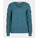 EsQualo Sweater cables v-neck galaxy blue 02700 EsQualo Sweater cables v-neck galaxy blue 02700