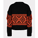 EsQualo Sweater jacquard fringes black red 18701 EsQualo Sweater jacquard fringes black red 18701
