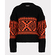 EsQualo Sweater jacquard fringes black red 18701 EsQualo Sweater jacquard fringes black red 18701