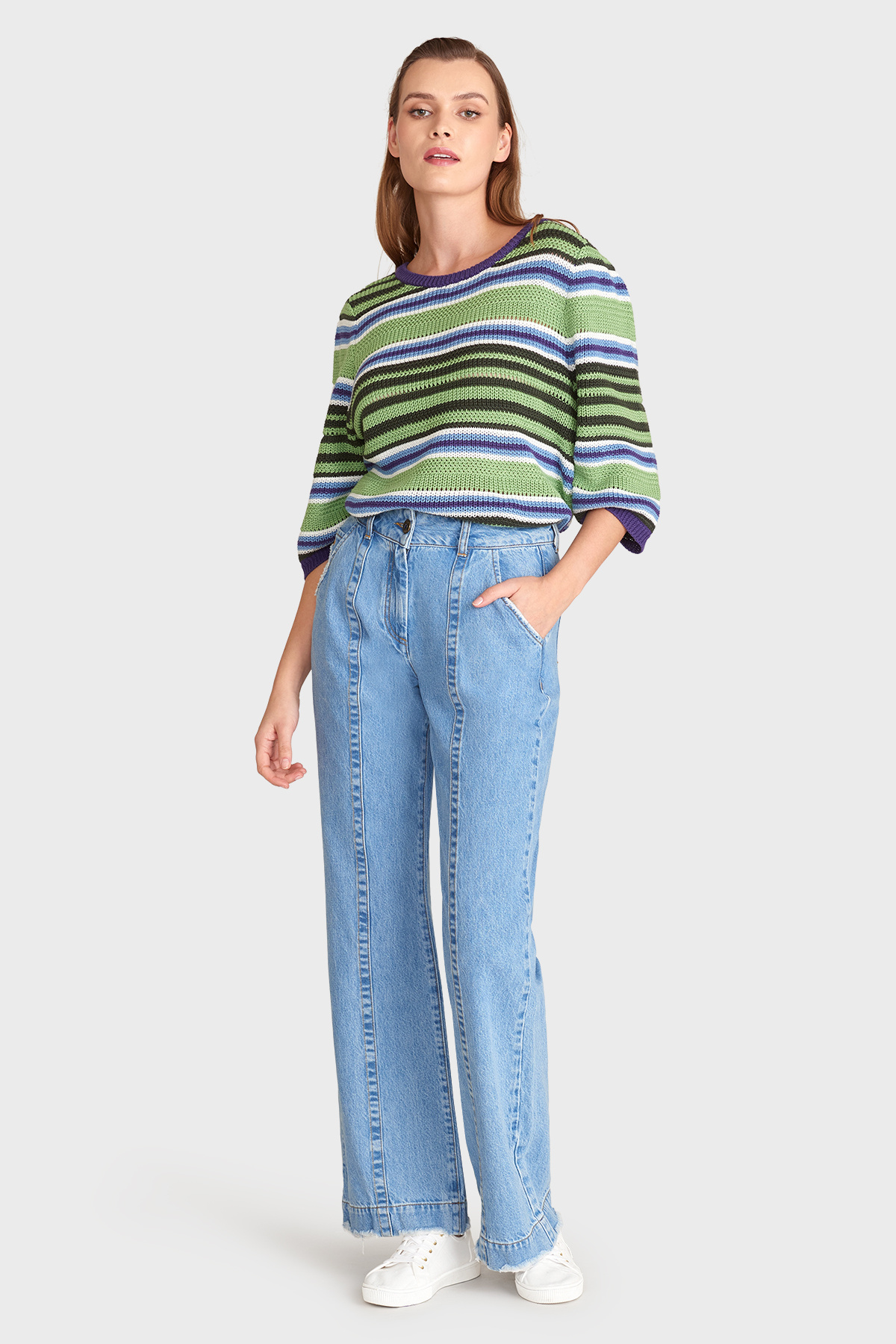 Trui imri offwhite blue stretchshop