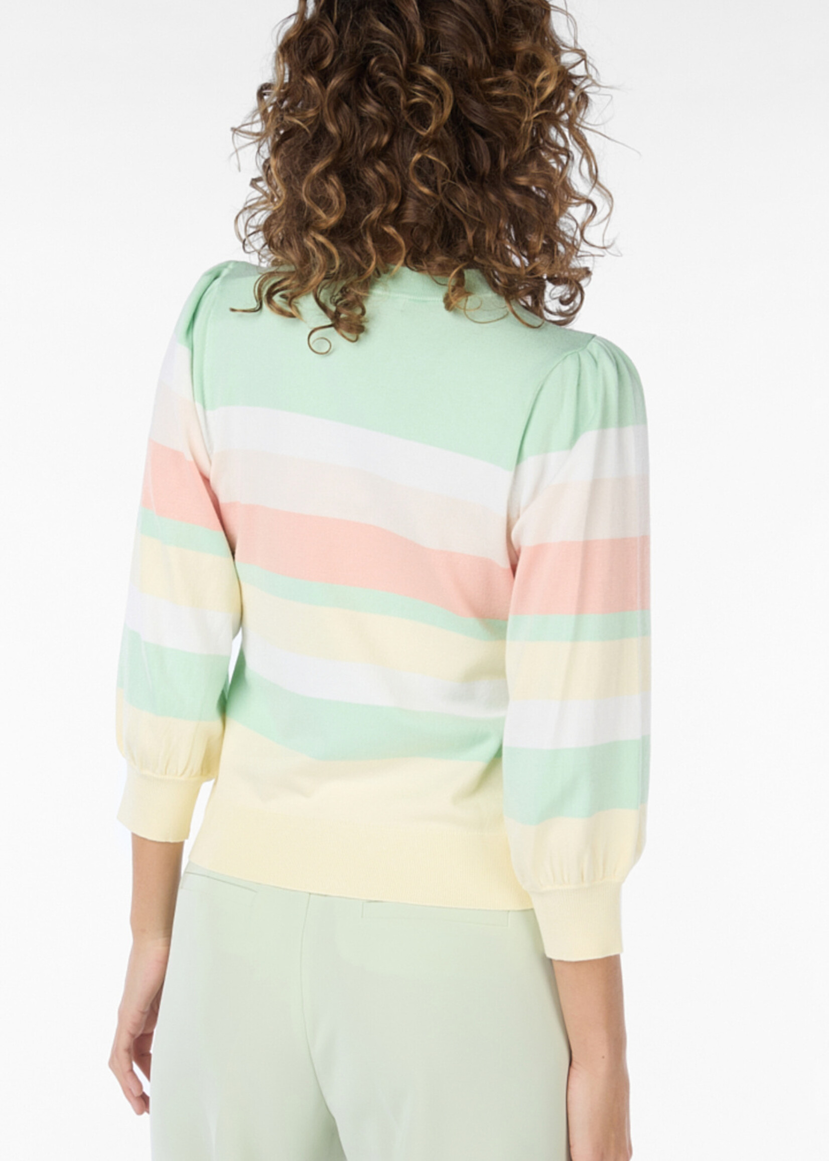 EsQualo Sweater stripes pistache 07024