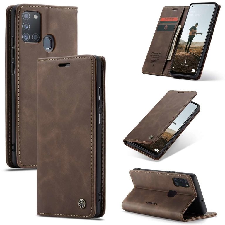 CaseMe CaseMe Samsung Galaxy A21s Retro Wallet Case - Coffee