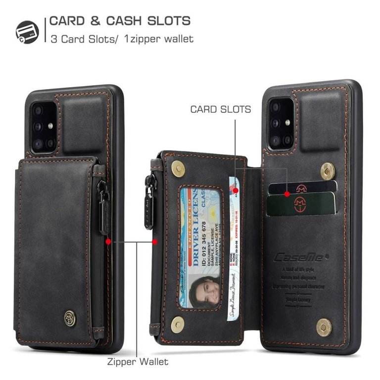 CaseMe CaseMe Samsung Galaxy A51 Back Cover Wallet Case - Zwart