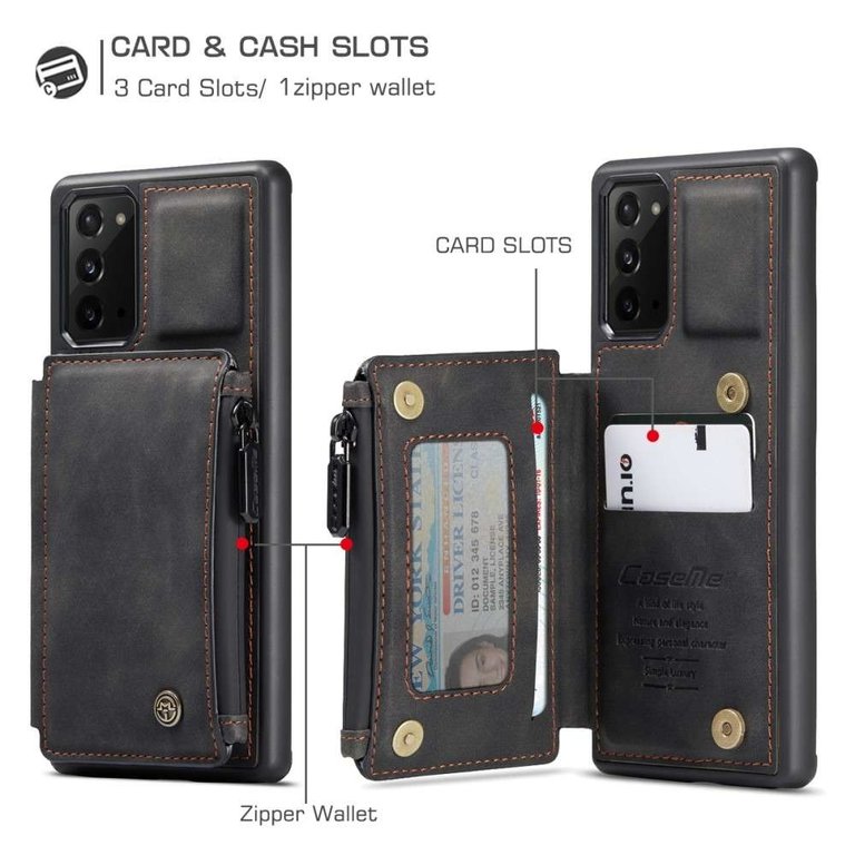 CaseMe CaseMe Samsung Galaxy Note 20 Back Cover Wallet Case - Zwart