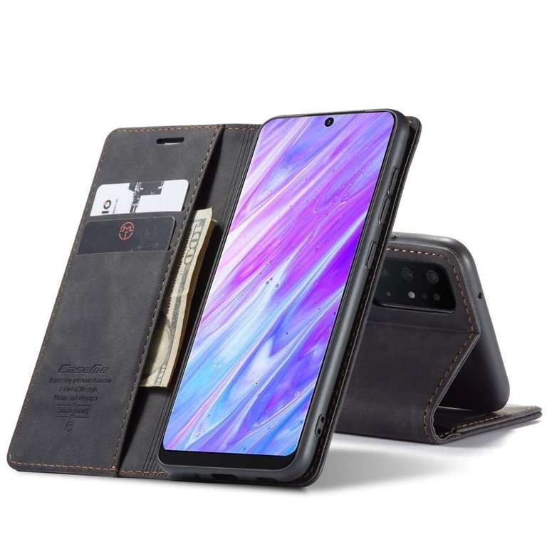 CaseMe CaseMe Samsung Galaxy S20 Plus Retro Wallet Case - Zwart