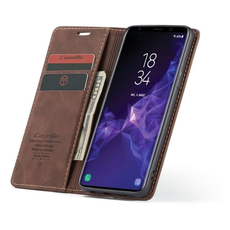 CaseMe CaseMe Samsung Galaxy S9 Retro Wallet Case - Koffie