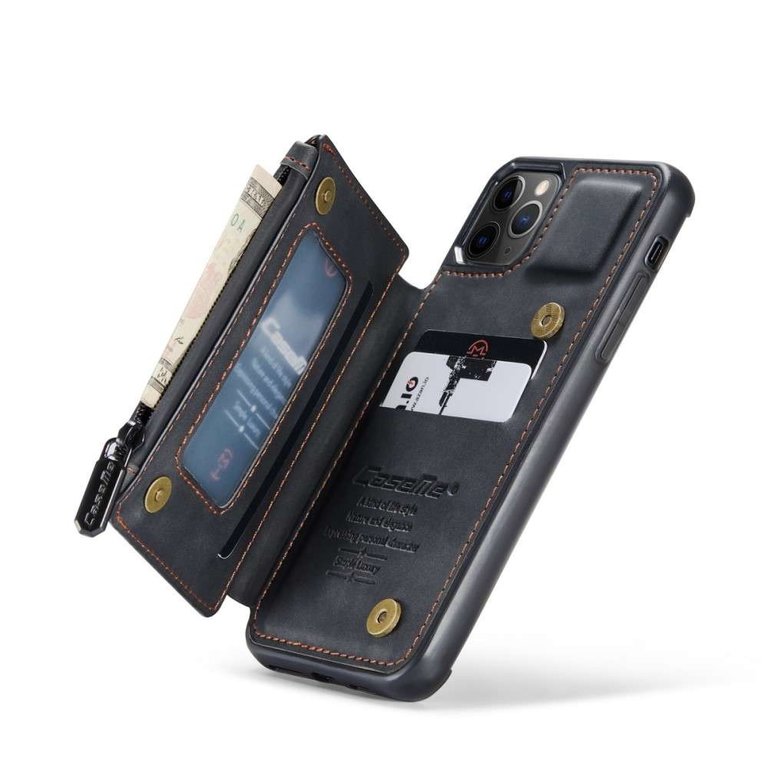 CaseMe CaseMe Apple iPhone 11 Pro Max Back Cover Wallet Case - Zwart