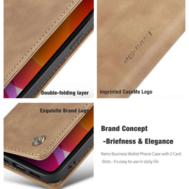 CaseMe CaseMe Apple iPhone 12/12 Pro Retro Wallet Case - Bruin