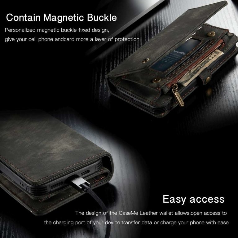 CaseMe CaseMe Apple iPhone 12 Mini Vintage Portemonnee Hoesje - Zwart