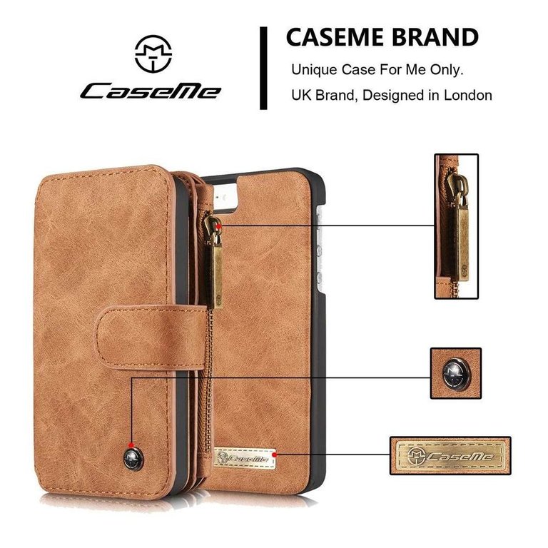 CaseMe CaseMe Apple iPhone 5 / 5s / SE Retro Portemonnee Hoesje - Bruin
