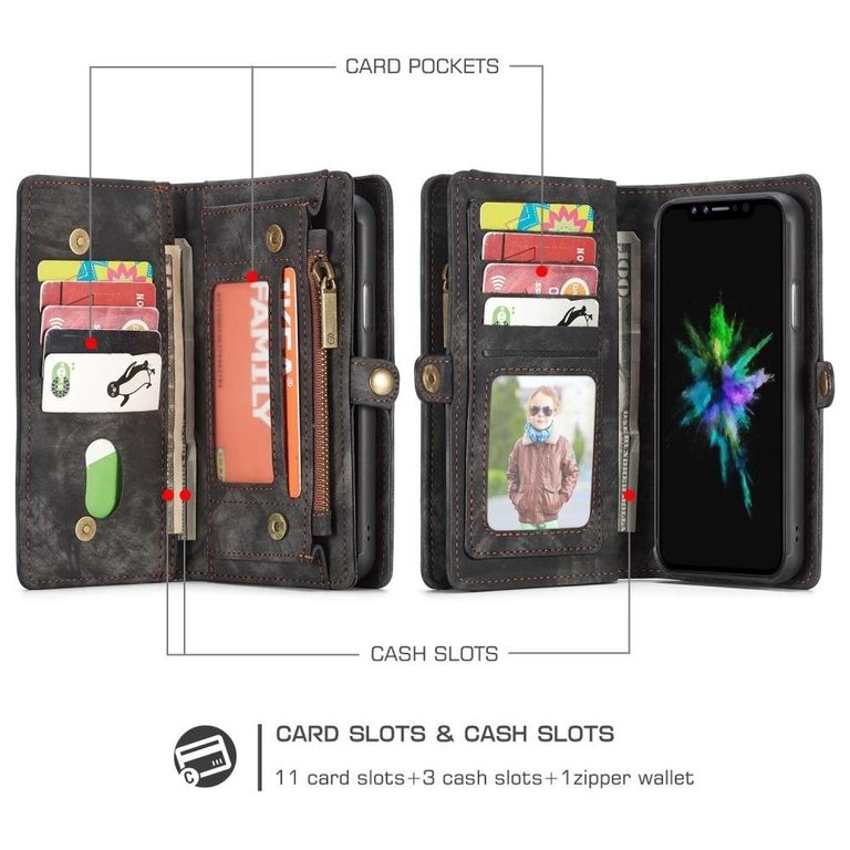CaseMe CaseMe Apple iPhone XR Wallet Case - Grijs