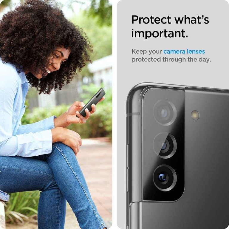 Spigen Samsung  Galaxy S21 Plus Spigen Camera Lens Glass Protector  - Zwart