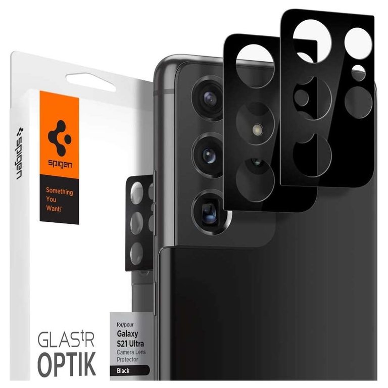 Spigen Samsung  Galaxy S21 Ultra Spigen Camera Lens Glass Protector  - Zwart