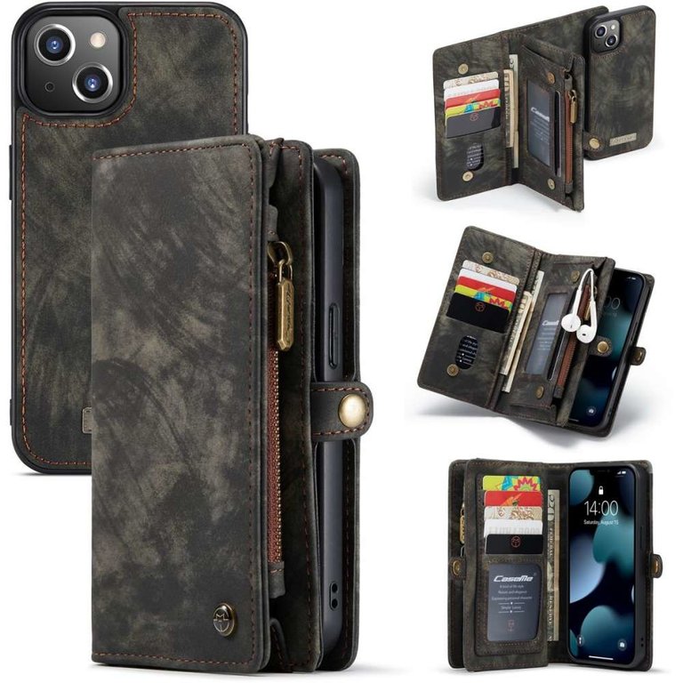 CaseMe CASEME iPhone 13 Vintage Portemonnee Hoesje - Zwart