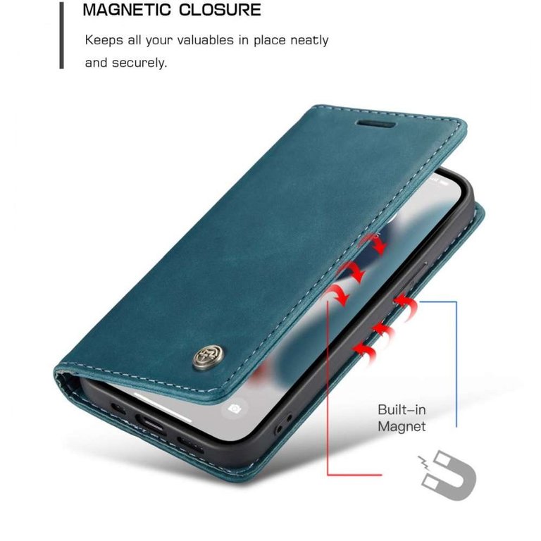 CaseMe CASEME iPhone 13 Retro Wallet Case - Blue