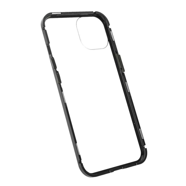 Just in Case Just in Case iPhone 13 Mini Magnetic Metal Tempered Glass Cover - Black